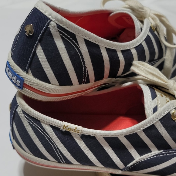 KATE SPADE KEDS CANVAS SNEAKER PREPPY COASTAL STRIPES BLUE CREAM TENNIS SHOES 7 - Picture 11 of 16